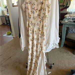Nasty Gal Cream Maxi Dress with Yellow Floral Print